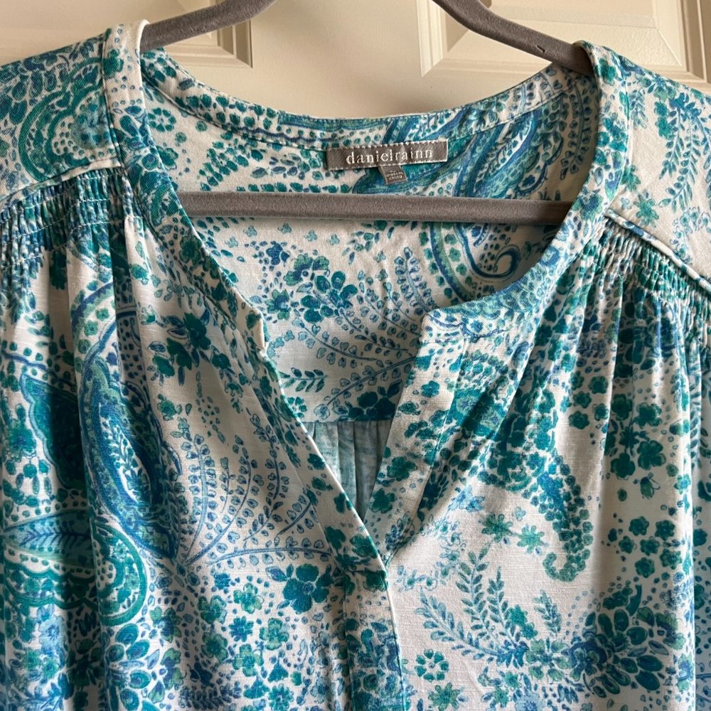 Daniel Rainn Rayli Split Neck Blouse - Turquoise … - image 8